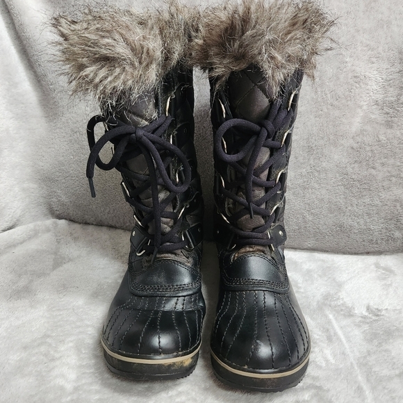 Sorel Tofino Womens 7 Boots Black Winter Waterproof Quilted Faux-Fur Trim - Picture 6 of 16